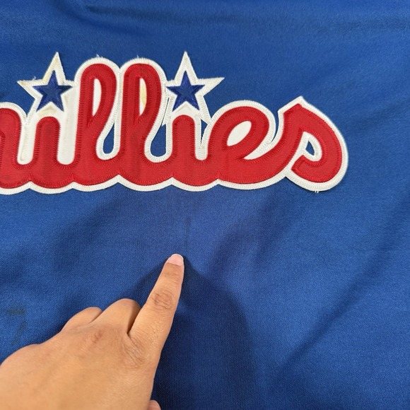 Vintage Jim Thome Phillies Majestic‎ Jersey Mens 3XL Blue Logo Script Y2K USA - Picture 6 of 16